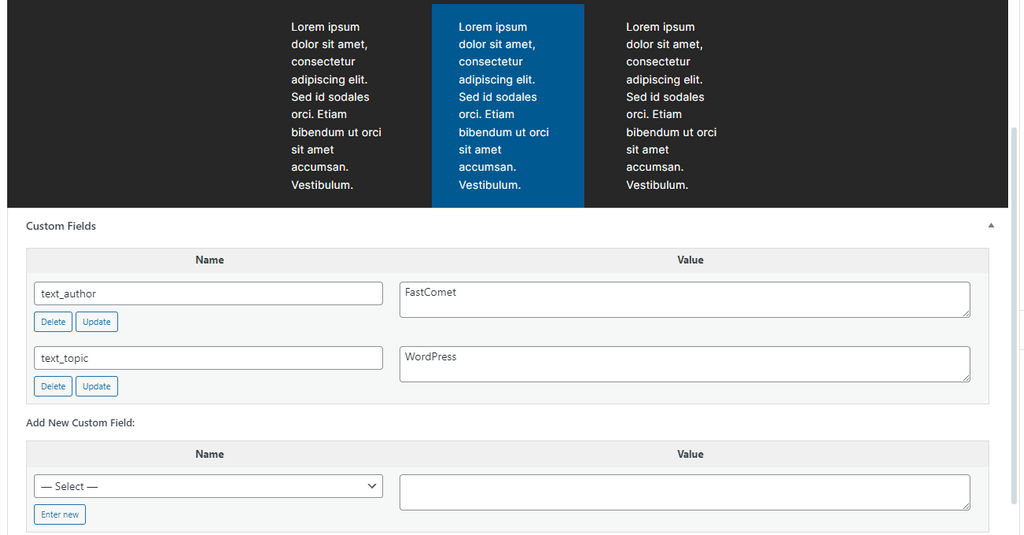 WordPress 6.6 Custom Fields Editor FastComet