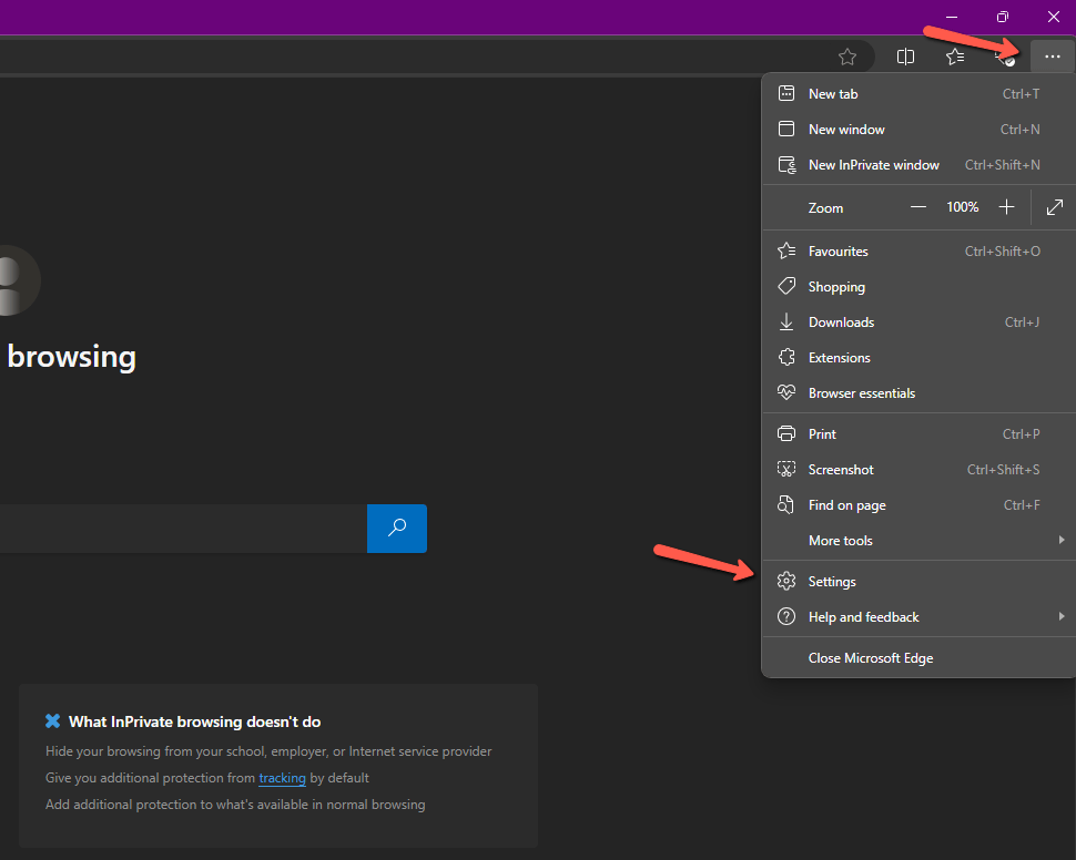 Access the Settings Menu in Microsoft Edge